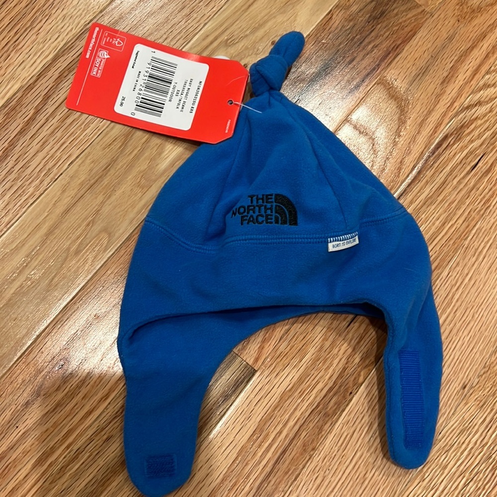 North face blue fleece beanie